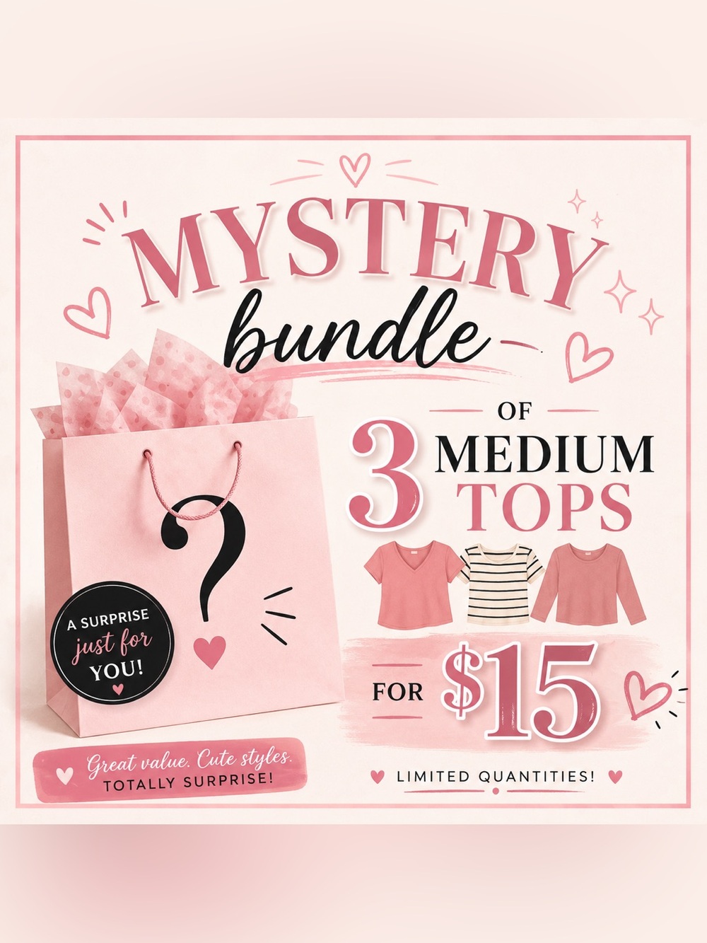 Mystery Bundle of 3 Medium Tops